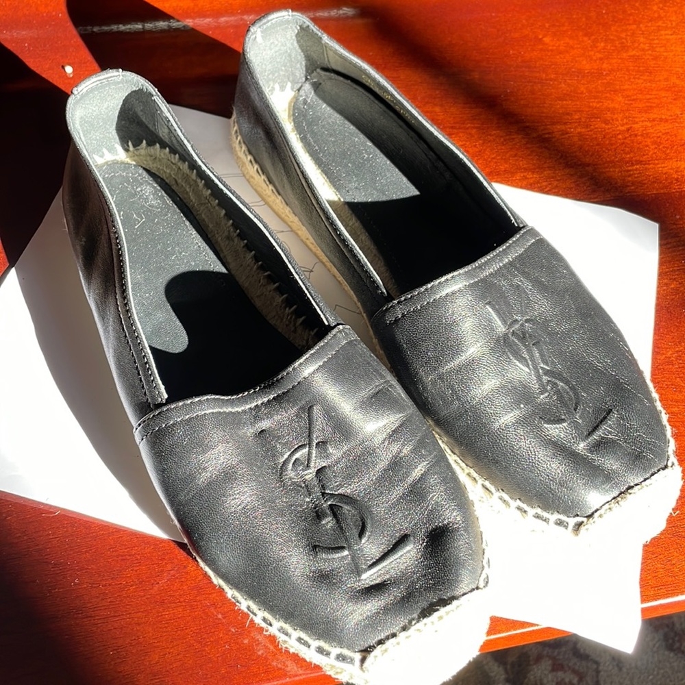 Used. YSL Black leather espadrilles